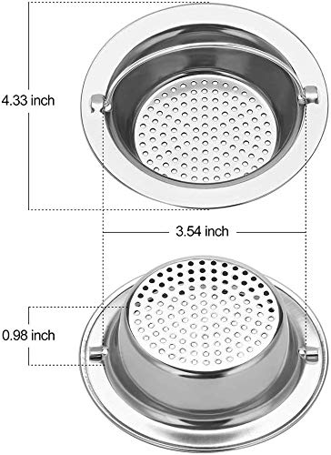 ZIBUYU Stainless Steel Bathroom Sink Drain Filter Shower Cover Kitchen Sink Strainer Basket Catcher 1 Pack 4.33 inch