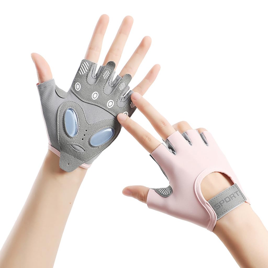 Proberos Women Workout Gloves for Gym with Anti Slip Silicone Pads and Breathable Design | Pink Fingerless Fitness Gloves