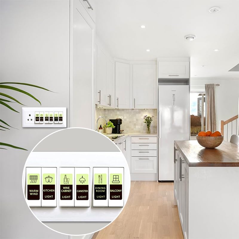 HASTHIP Switch Board Stickers for Home with Glow in Dark Labels Waterproof 2PCS | Bedroom Kitchen Décor