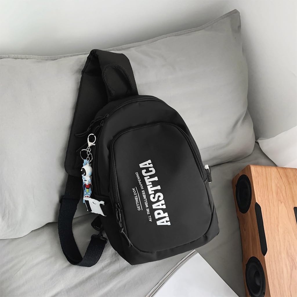 GUSTAVE Sling Bag for Men with 2 Main Compartments and Handle, Oxford Cloth 20x12x31cm | Black Crossbody for Travel and Daily Use