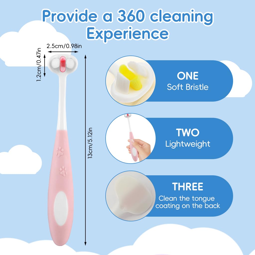 SNOWIE SOFT® 2Pcs Baby Silicone Toothbrush BPA Free Silicone Toddler Toothbrush Teether Toy Easy Ring Grip Silicone Baby Toothbrush Sensory Toy Baby Oral Cleaning Toothbrush for Baby 0-18 Months