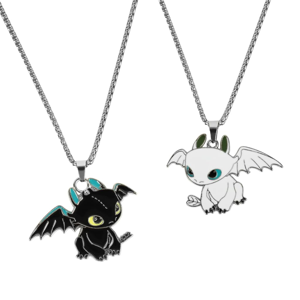 Zibuyu Couple Necklaces for Anniversary and Birthday Gifts with Multicolor Dragon Pendants | Stainless Steel Chains for Boyfriend and Girlfriend