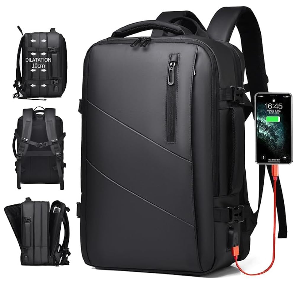 PALAY® Travel Laptop Backpack fit 17.3 inch, 26-44L Expandable Carry on Luggage Weekender Daypack Business Rucksack with USB Charging Port, Water-Resistant