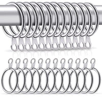 HASTHIP® Metal Curtain Rings 12PCS, Bigger Curtain Rings Metal with 37mm Inner Diameter & Eyelets for Window Rods, Durable & Rustproof Curtain Hooks for Drapes, Curtain, Bath Curtain (White)