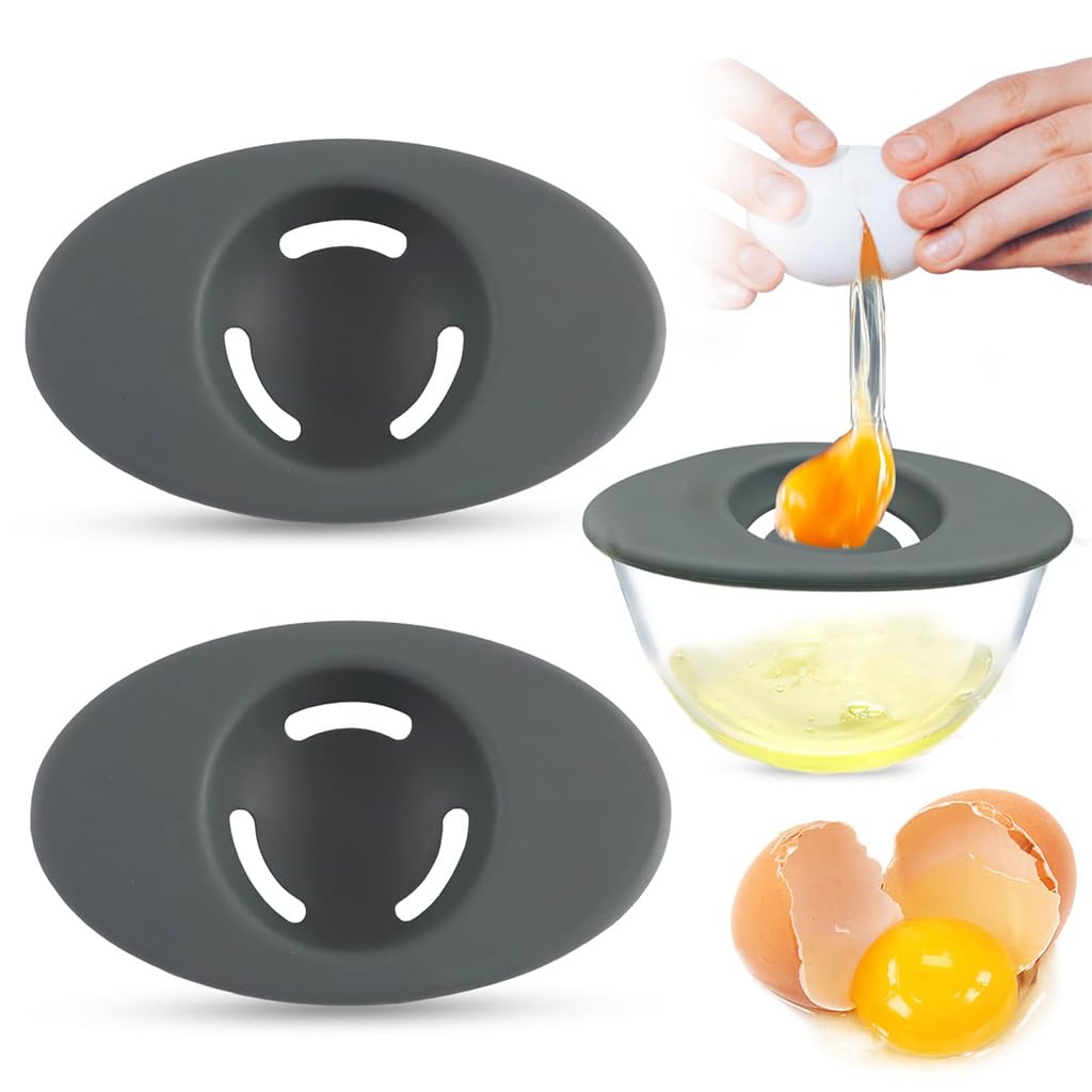 Supvox Silicone Egg Separators for Baking and Cooking with 5.4 in Bowl Fit | 2 Pack Reusable