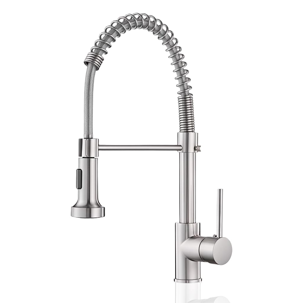 HASTHIP Kitchen Faucet for Double Sink with 360° Flexible Spout and Telescopic Retainer Arm | Stainless Steel Installation Kit