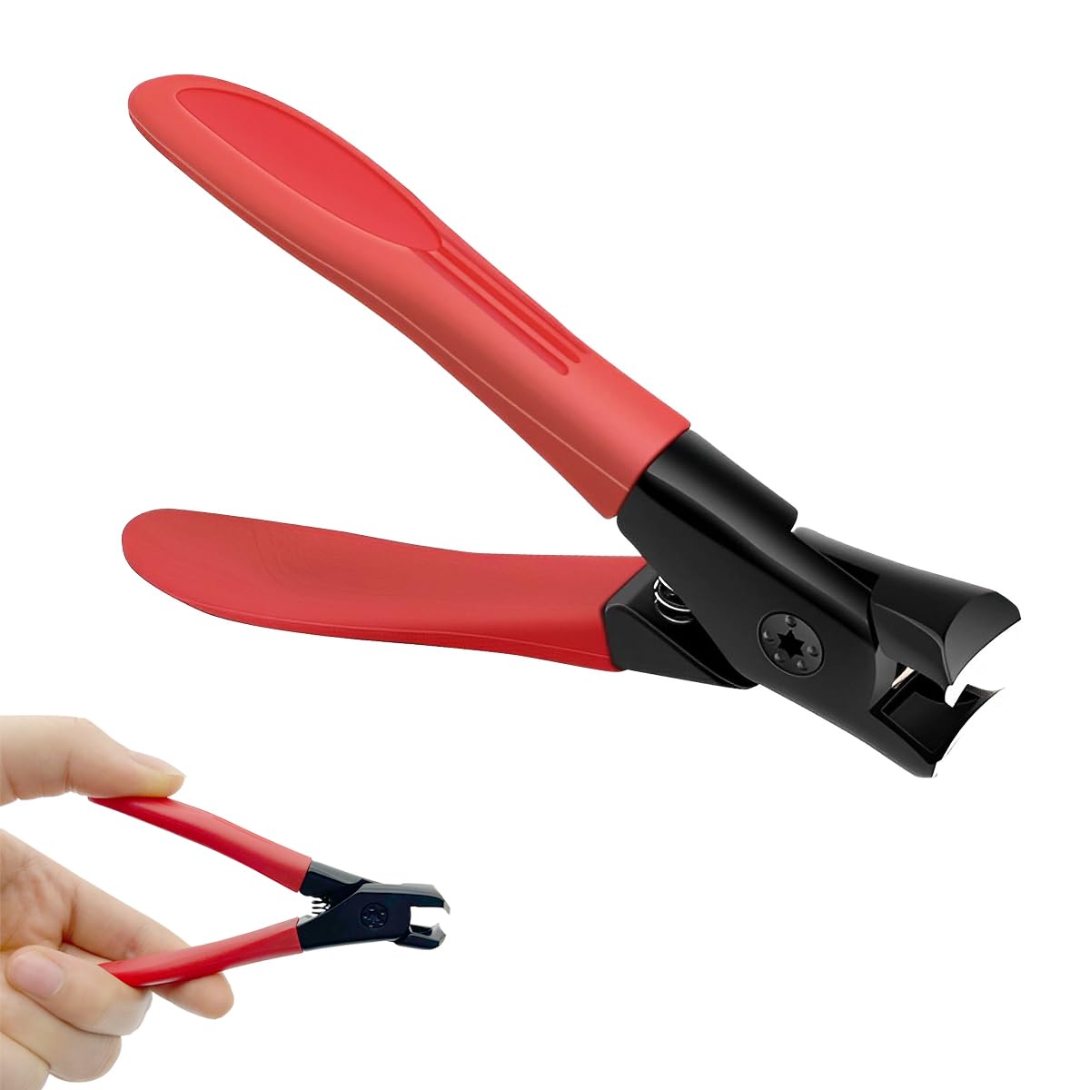 MAYCREATE Thick Nail Clipper for Tough Nails with 9×5.3 cm Long Handle and Anti‑Splash Design | Stainless Steel Cutter for Adults and Seniors