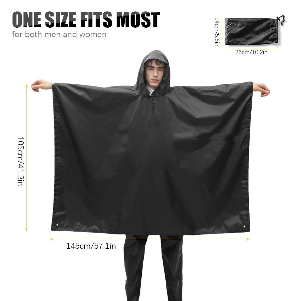 GUSTAVE Adult Rain Coat for Camping and Travel with Sun Shade Canopy Hood | 2PCS Hooded Poncho