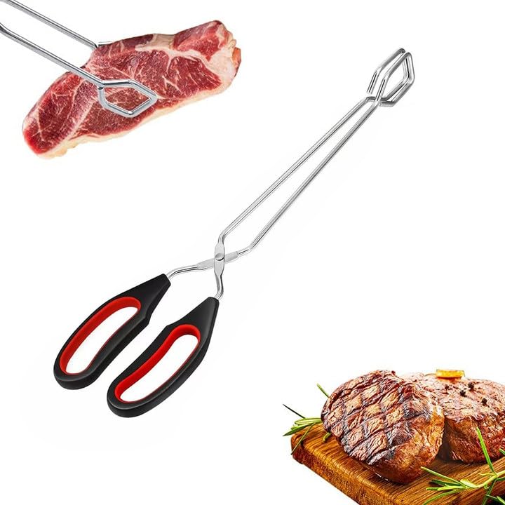 HASTHIP Kitchen Tongs for Grilling and Frying 12.9 in featuring Scissor Grip | 18/8 Stainless Steel