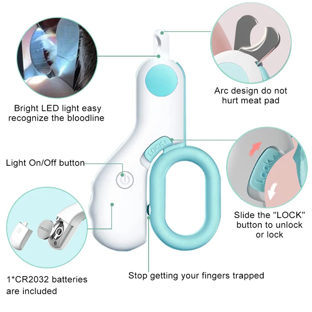 Qpets® Mini Cute Dog Nail Cutter with LED for Cat Small Dog, Safe Lock Compact Dogs Nail Cutter, with Led Light Not Hurt Pets, Pet Nail Cutter for Small Pets, Dog, Cat, Puppy, Kittens