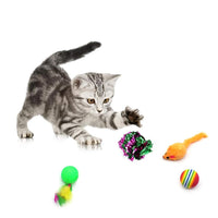 Qpets® Cat Toys Kitten Toys Cat Toy for Indoor Cats Cat Feathers Wand Cat Interactive Toys Set with Mouse Mice Balls and Bells Toys for Cats Kitty Kitten Cat Games and Toys (20 Pcs) (Red)