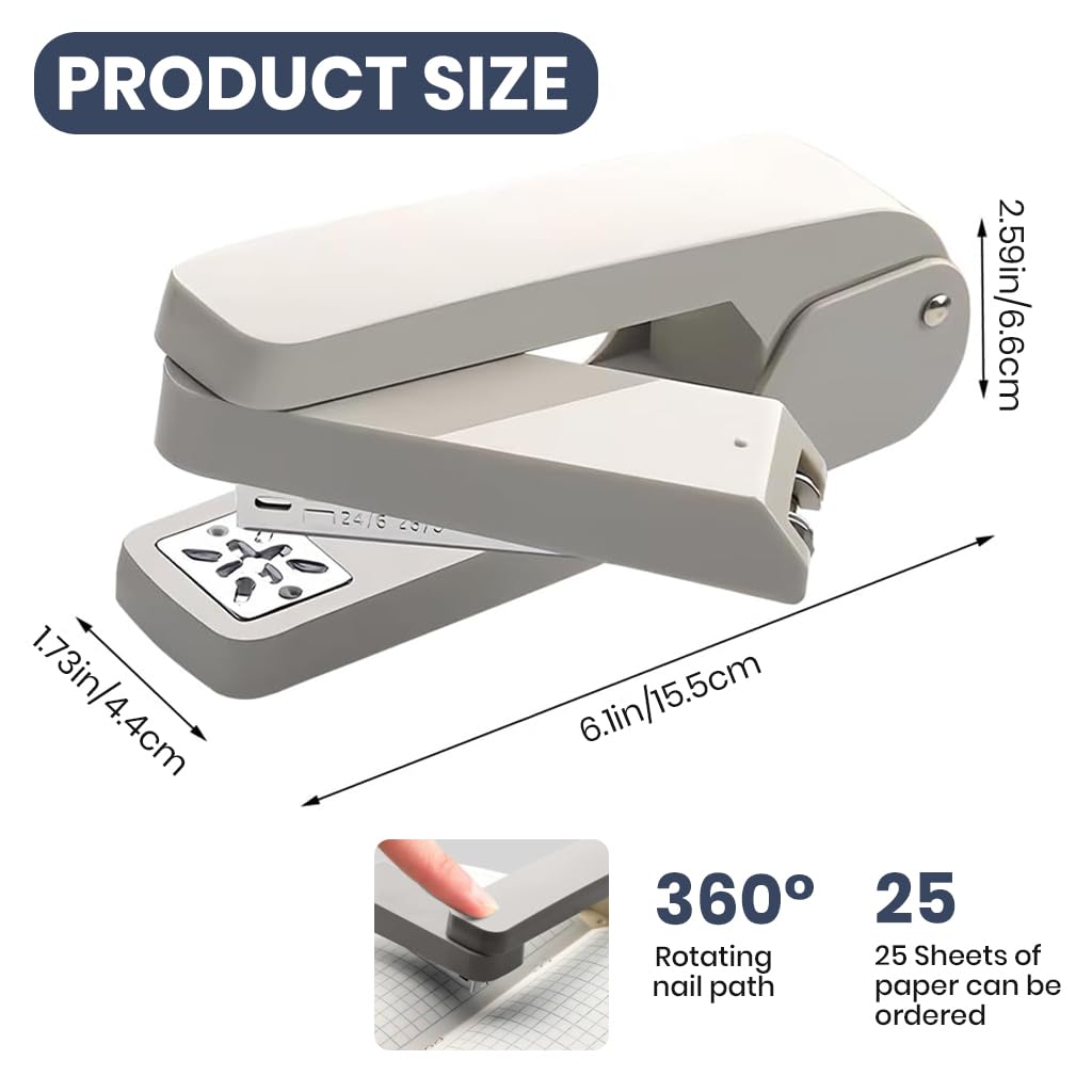 OFIFO Swing Arm Stapler for Office and School Use with 25 Sheet Capacity | 360 Degree Rotating Desk Stapler Including 5000 Staples