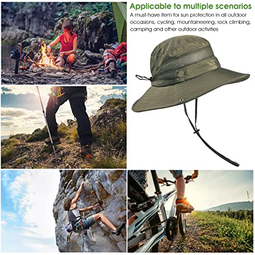 GUSTAVE® Synthetic Mens Sun Hat Wide Brim Summer Protection Cap for Men UV Round Hiking Fishing Gardening Travel Multi-Colour Army Green Free Size 2 PCS
