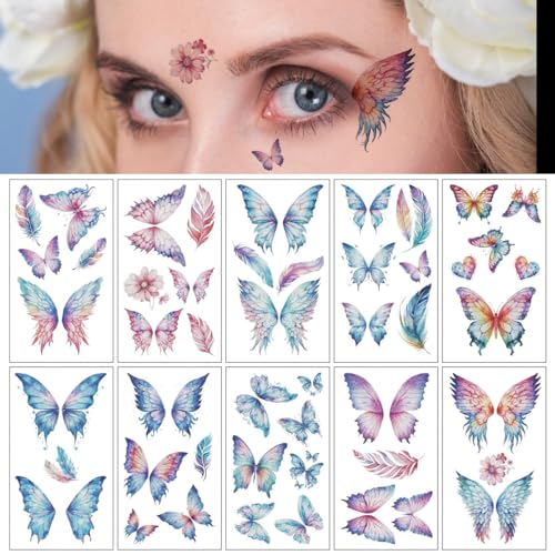 MAYCREATE® Tattoo Stickers 20 Sheets, Butterfly Temporary Tattoo for Women Girls Kids, Mehendi Tattoo Sticker for Party Makeup, Tattoo Sticker Sets for Face, Hands, Arm, Body