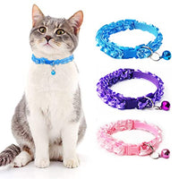 ZIBUYU® Cat Collars with Bell Lace Edge Pet Collar with Bell Adjustable Cat Collar with Quick Release Buckle Neck Collar for Cats (7.87 inch to 13.38 inch) - 3 Pcs