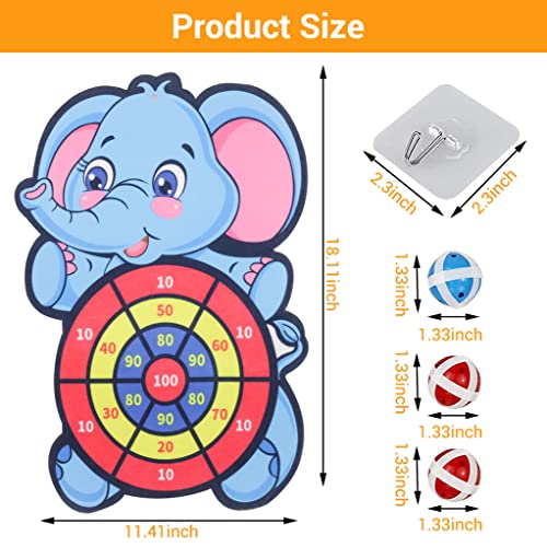 PATPAT® Dart Board Toys for 5-7 Years Old Boy Target Board Set with 2 Balls 2 Darts 1 Sticky Dart Game for Children Learning Toys for Kids Boys Girls(Random Color) (Elephant)