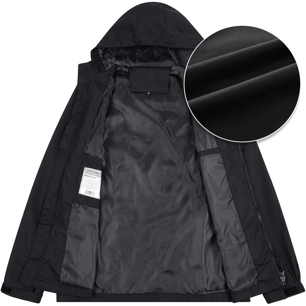 Proberos Outdoor Jacket for Hiking and Camping featuring Hood Drawstring Design | Lightweight Windproof Polyester Coat for Men Size XL