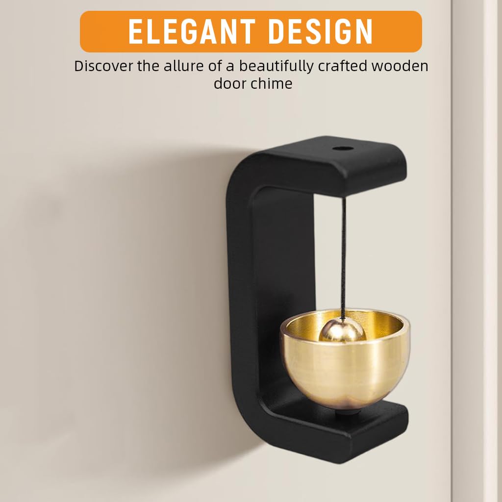 HASTHIP Metal Door Bell for Home or Shop with Magnetic Mount and Brass Chime | Black