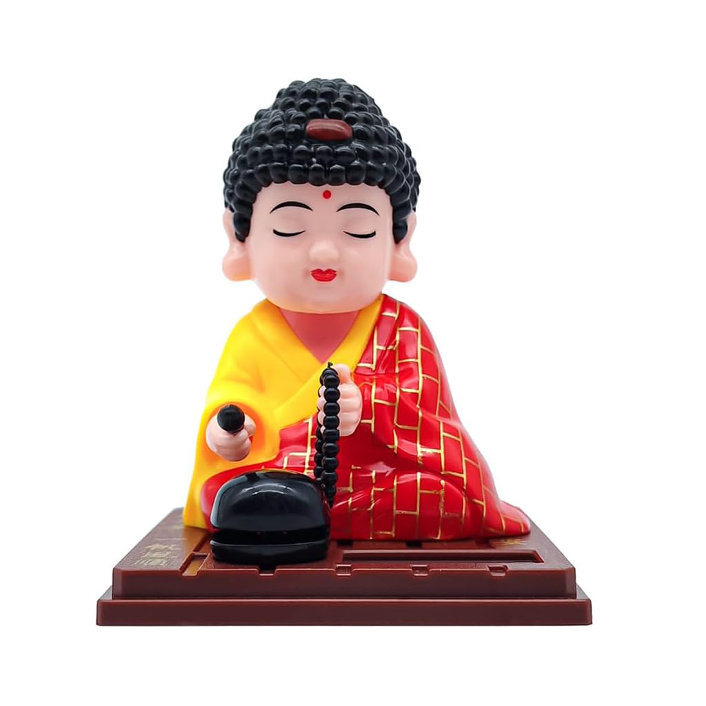 STHIRA Buddha Statue for Car Dashboard with Solar-Powered Moving Head | Peaceful Zen Decor