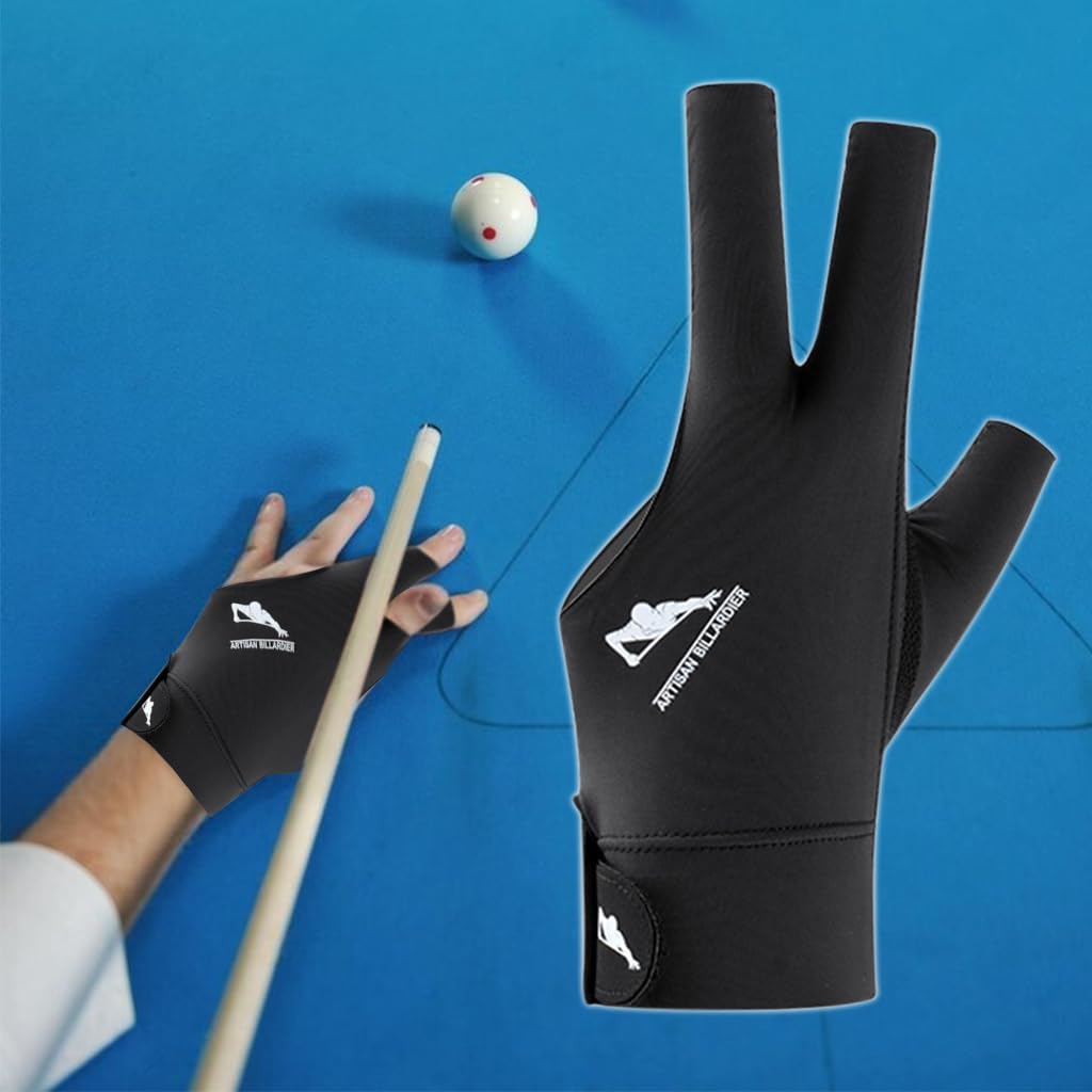 Proberos® 1Pcs Snooker Pool Billiard Glove, Left Hand Billiard Glove Single Hand Professional Snooker Glove Breathable Snooker Glove Anti-slip Patch Design with Adjustable Wrist Strap