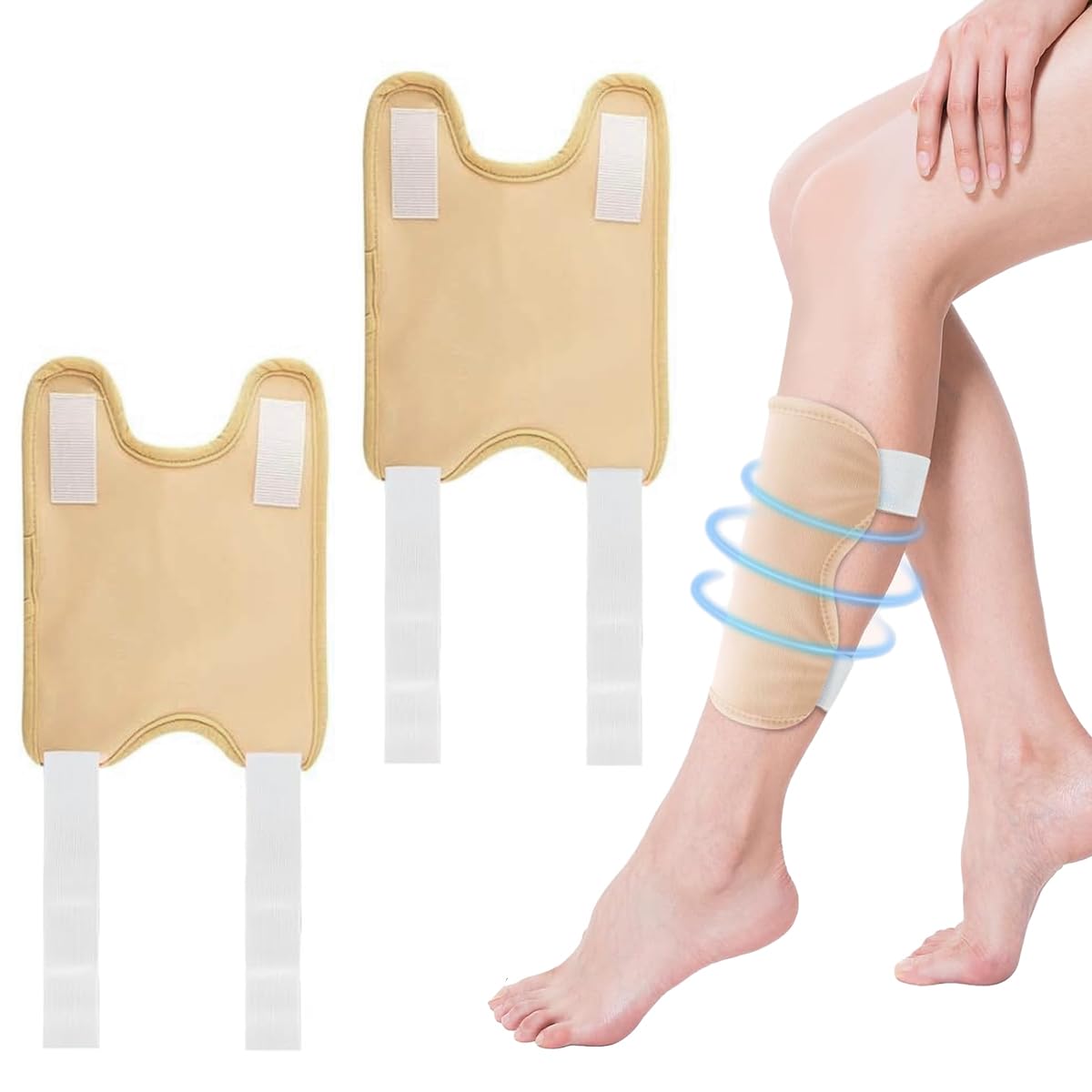 HANNEA® 2 Pack Castor Oil Pack Wrap, Castor Oil Wrap for Knee Elbow Arm & Thigh, Reusable and Adjustable Reusable Castor Oil Pack Kits Knee Brace Compress Pad Joint Pain Relief