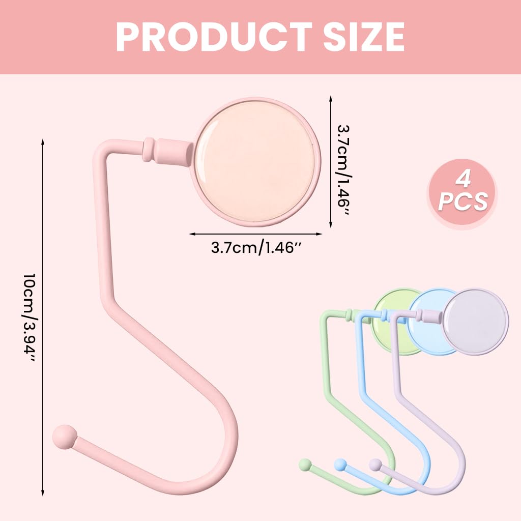 ZORBES Desk Bag Hangers for Table and Office Use with Metal Hooks | 4PCS Multi Color Set