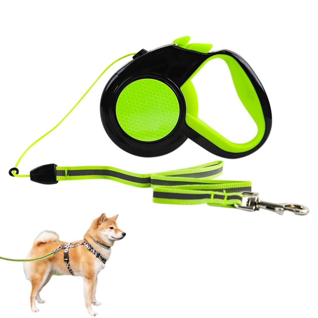 Qpets® 16.4 Reflective Dog Leash Auto Retractable Dog Leash Retractable Dog Leash with 360 Degree Swivel Quick Release Buckle, No Pull Safety Reflective Dog Leash