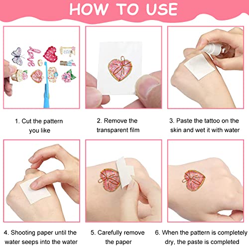 MAYCREATE® 10 Sheet Glittering Tattoo Sticker, Romantic Love Theme Sticker Waterproof Temporary Tattoos for Birthday Parties, Group Activities, Aesthetic Tattoo Sticker Tatto