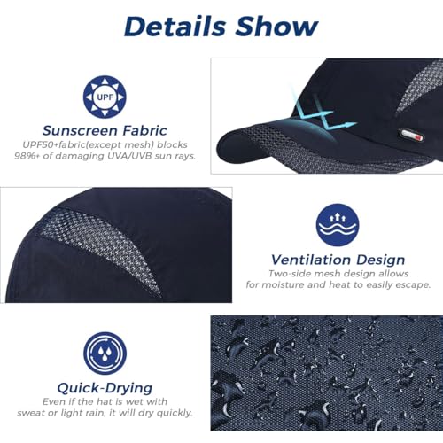 GUSTAVE® Breathable Net Men Sun Visor Cap Baseball Adjustable Sport Summer Cap Royal Blue