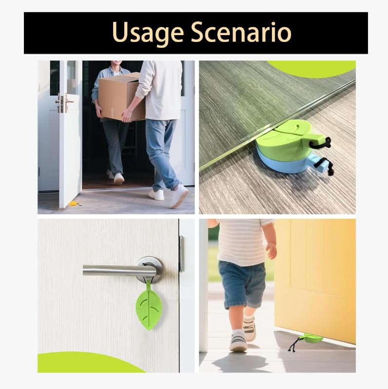 ZIBUYU Door Stopper Wedge for Home with Non Slip Base and Leaf Shape Design | 2 Pcs Silicone Set
