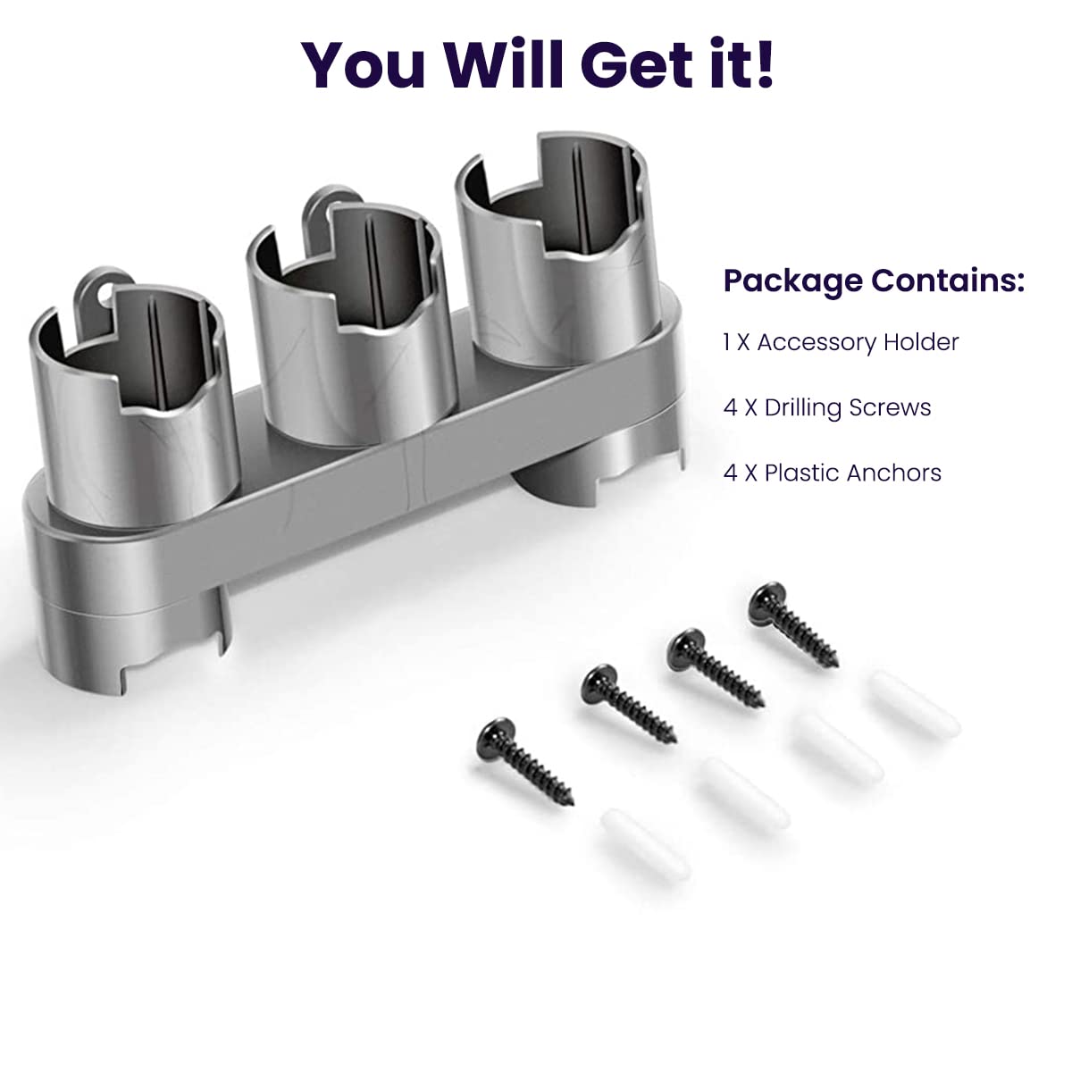 HASTHIP Attachments Holder for Dyson V7 V8 V10 V11 V15 with 5 Slots and Screw Mounted Wall Rack | ABS Organizer