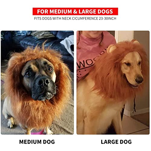 Qpets® Dog Lion Mane Funny Headwear for Lion Mane for Dogs Lion Hair Ear Headwear for Dog Halloween Party Festival Headwear