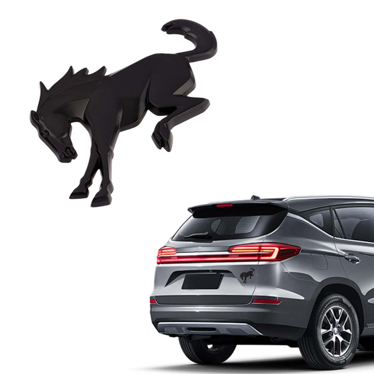 ZIBUYU 3D Black Horse Emblem Car Sticker for Doors and SUVs with Waterproof ABS | Easy Peel‑and‑Stick Universal Auto Decoration