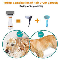 Qpets® Pet Hair Dryer, 2 in 1 Pet Grooming Dryer with Slicker Brush, 2 Adjustable Pet Grooming Blowing Dryer for Small & Large Cat Dog Shower & Bath Accessories