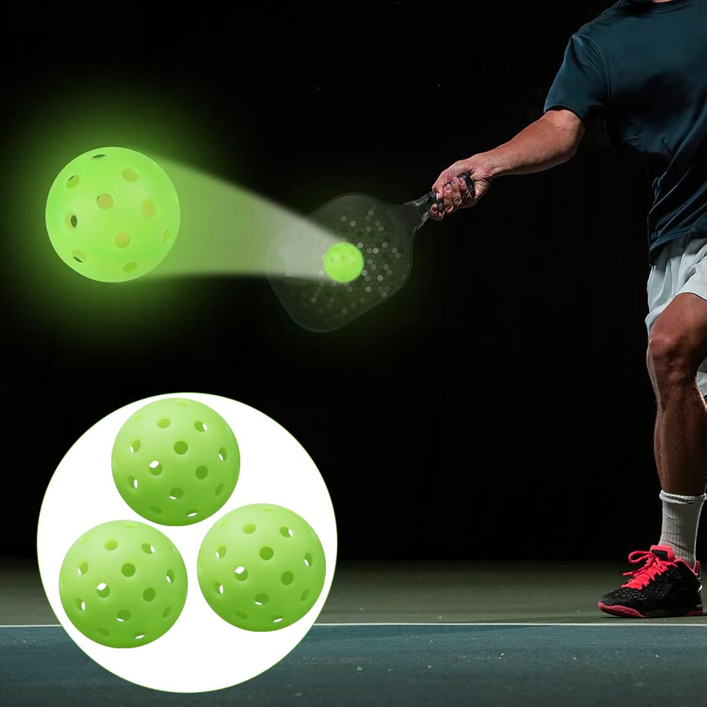 Proberos Pickleball Balls for Indoor and Outdoor Play with 40-Hole PE Build | Glows at Night