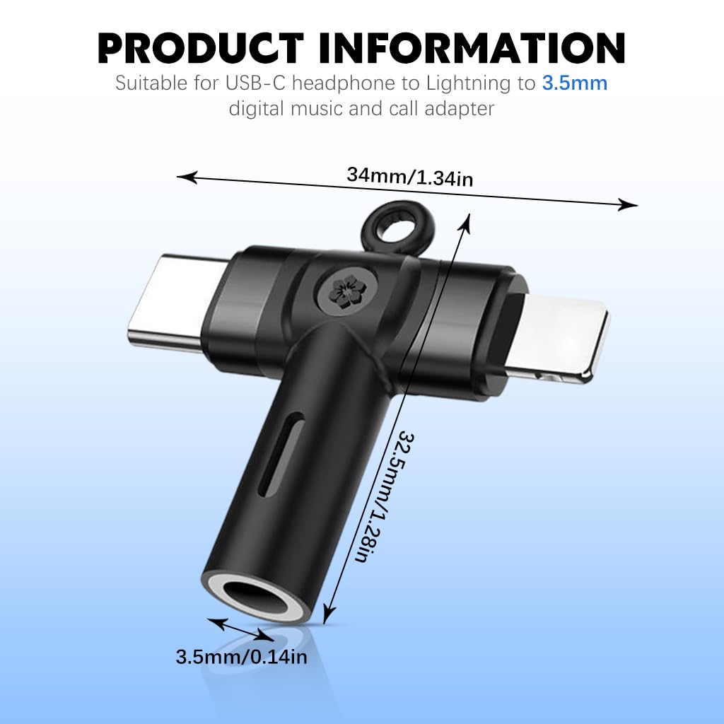 Verilux® USB C to 3.5mm Audio Adapter Headphone Adapter 2-in-1 Aux Adapter for Headphone Jack, Aux to USB C and Adapter for i-Phone 15 14 13 12 11 X ipad, Galaxy, Pixel