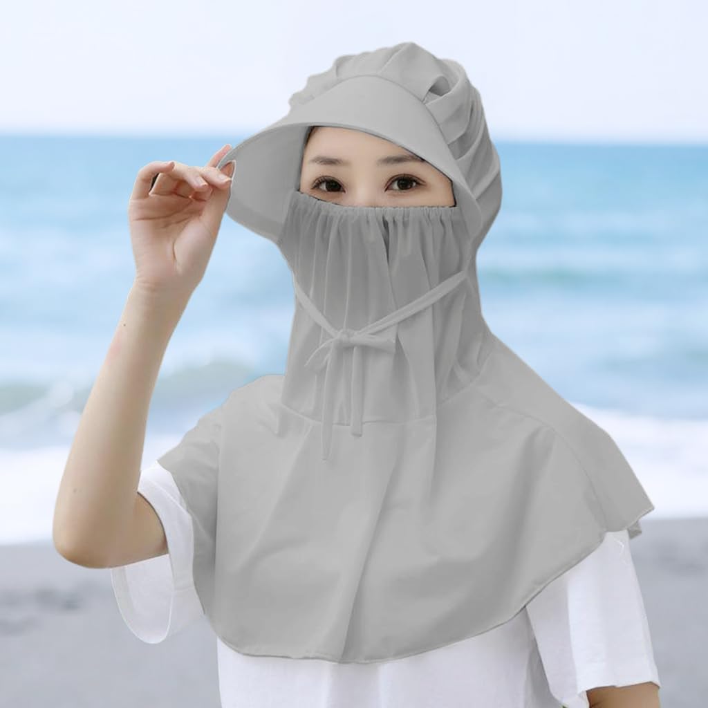 SANNIDHI Sun Hat for Women with UPF 50+ Wide Brim and One Piece Neck Wrap | Breathable Grey