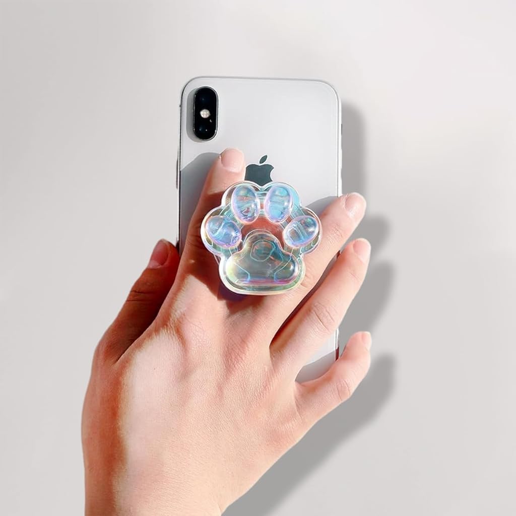 ZORBES® Cute Cat Paw Phone Grip 3D Phone Grip Retractable Self Adhesive Phone Grip Crystal Blue 3D Jelly Cat Paw Phone Grip Mobile Phone Grip Stand Holder