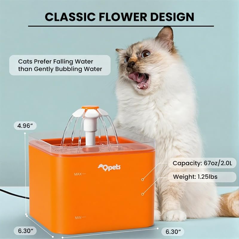 ZIBUYU Cat Water Fountain with 2L Capacity and 3 Spray Modes featuring LED Light | Quiet Electric Pet Drinking Dispenser