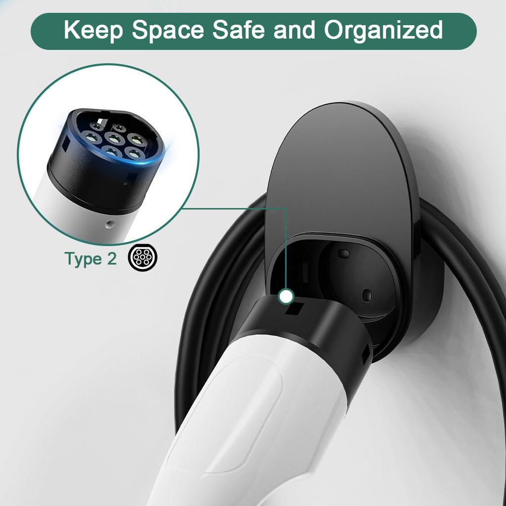 STHIRA Charging Plug Wall Holder for EV Use with Screwfix Mount and PC Bracket | Cable Organizer