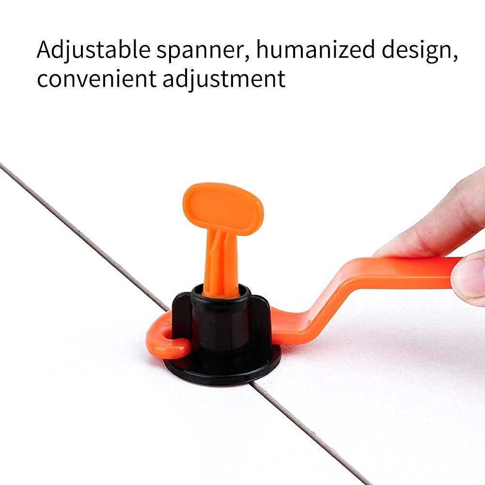 HASTHIP Tile Leveling System Kit for Floor and Wall Tiles with 50 pcs 1.5 mm Cross Clips | Includes Special Wrench and Reusable Spacers