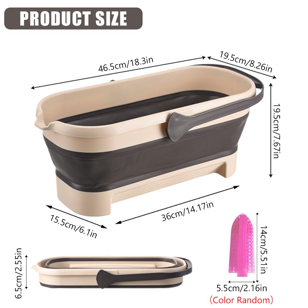 Supvox Foldable Plastic Bucket for Mop Cleaning featuring Double Washboard | 12L Capacity