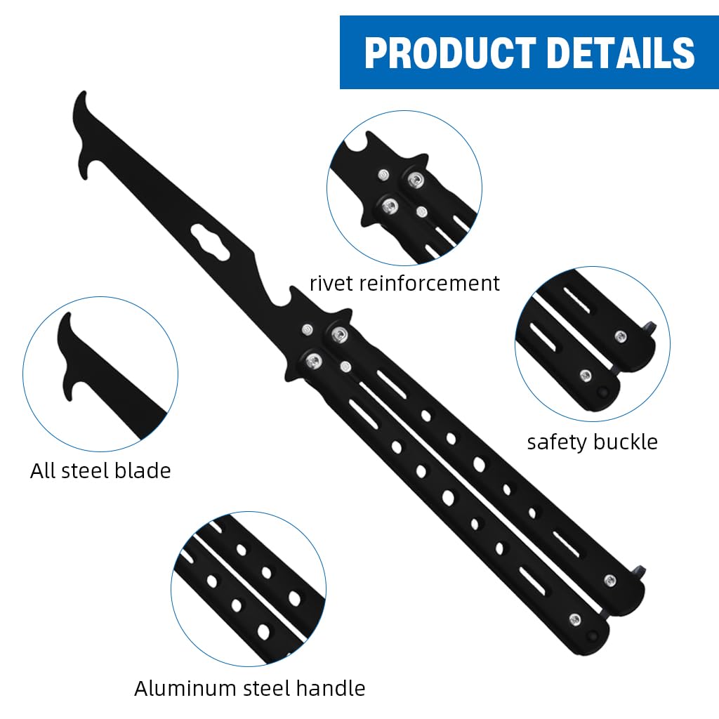 PROBEROS Butterfly Knife Trainer for Beginners with O Ring Latch and 60 40 Balance | Stainless Steel Safe Practice Tool