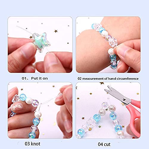 HANNEA Crystal Beads Jewellery Making Kit for Girls with 200 Beads and Heart Box | Acrylic DIY Craft Gift