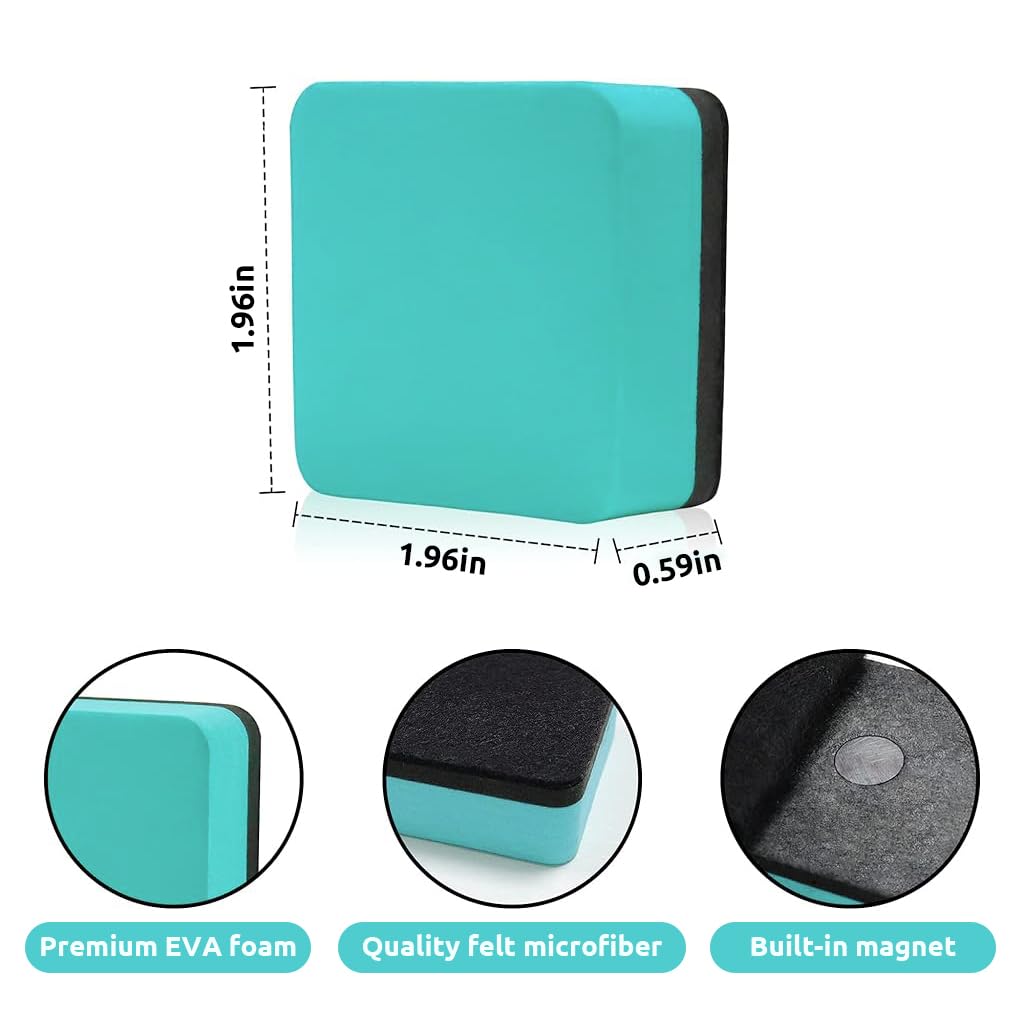 HASTHIP Magnetic Whiteboard Eraser for Classroom and Office Use featuring Double-Sided EVA Felt | 24 Pack 5x5 cm Dry Erase Dusters