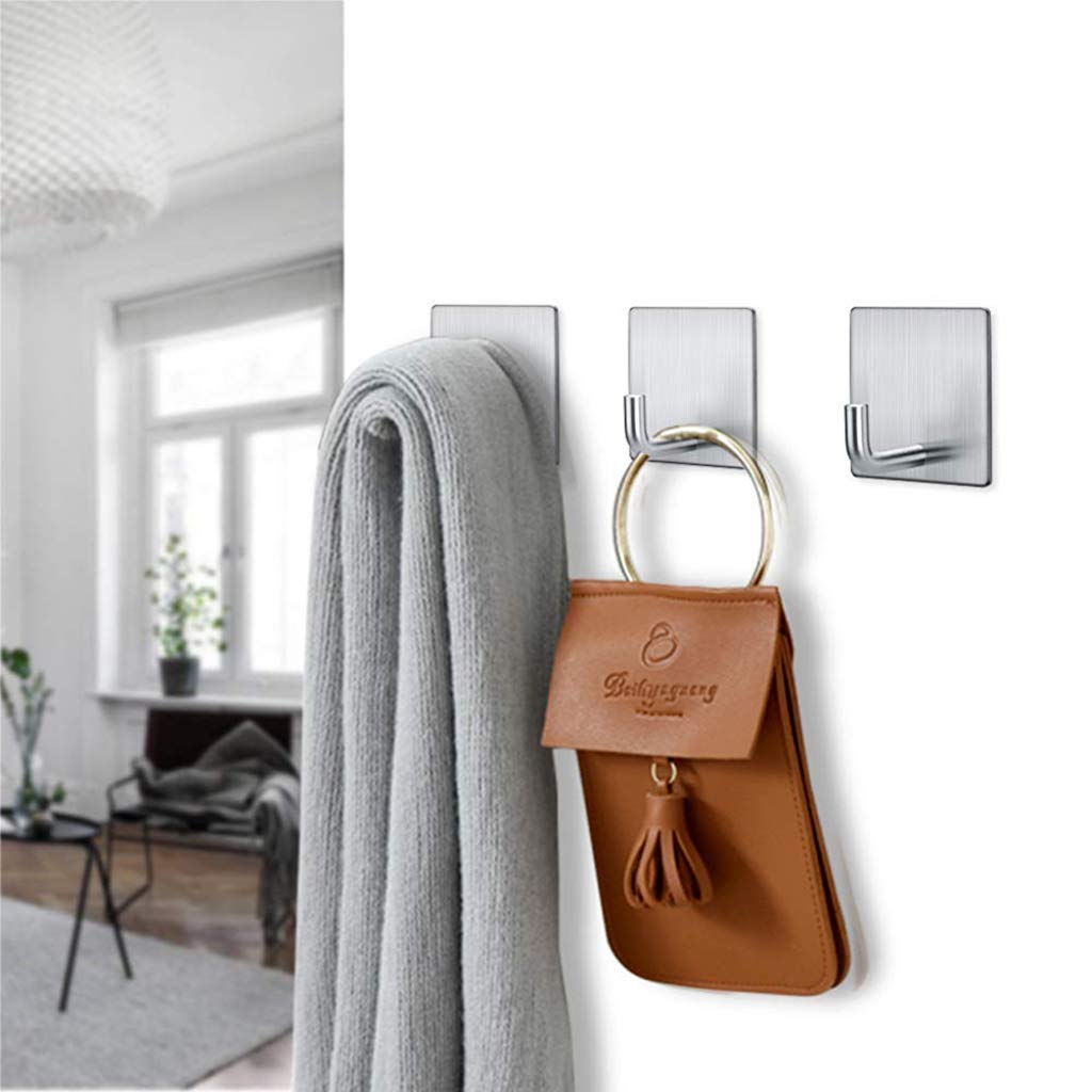 HASTHIP Hooks for Wall Without Drilling for Kitchens and Bathrooms featuring 6.8kg Load Capacity and 304 Stainless Steel Pack of 4