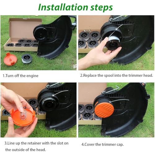 HASTHIP 4Pcs Grass String Trimmer Wire/Weed Eater String for BLACK+DECKER Replacement, 30Ft Nylon Weed Trimmer Line Spool - BLACK+DECKER Wire/Spool for Grass Cutter Accessories with Spring & Cap