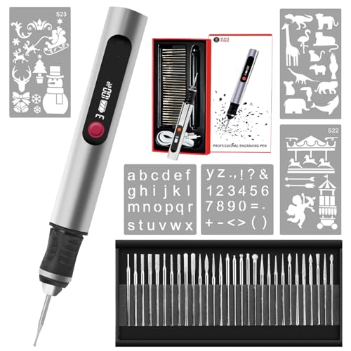 Serplex® Engraving Pen, Ultimate Cordless Portable Engraver for Artists & DIYers - Engrave 50+ Surfaces, Beginner Friendly, Rechargeable, Free 30 Bits & Mastery Guide & Stencils