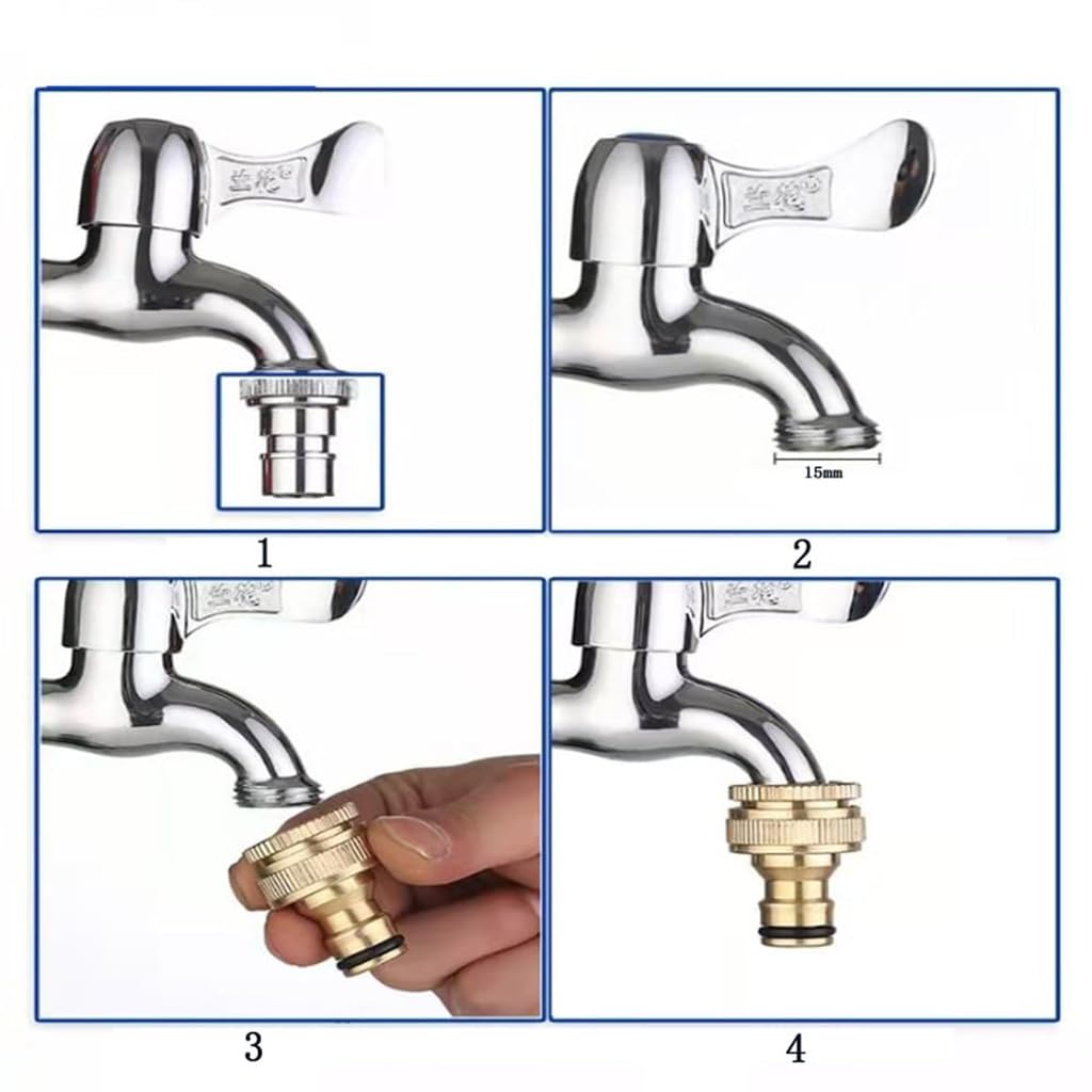ZIBUYU 3 in 1 Universal Brass Tap Connector for Faucets with Quick Connect Design | Fits Garden Hoses and Washing Machines