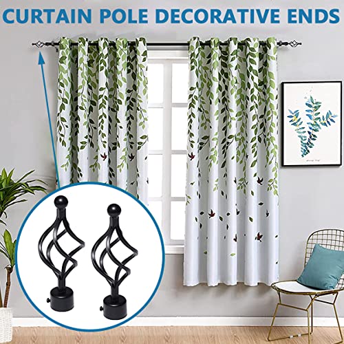 HASTHIP® 40 to 79 inch Metal Curtain Rod for Windows, Adjustable Shower Curtain Rods for Door & Window, Extendable Heavy Duty Iron Telescopic Drapery Pole with Swirl Finials (28mm Diameter, Black)